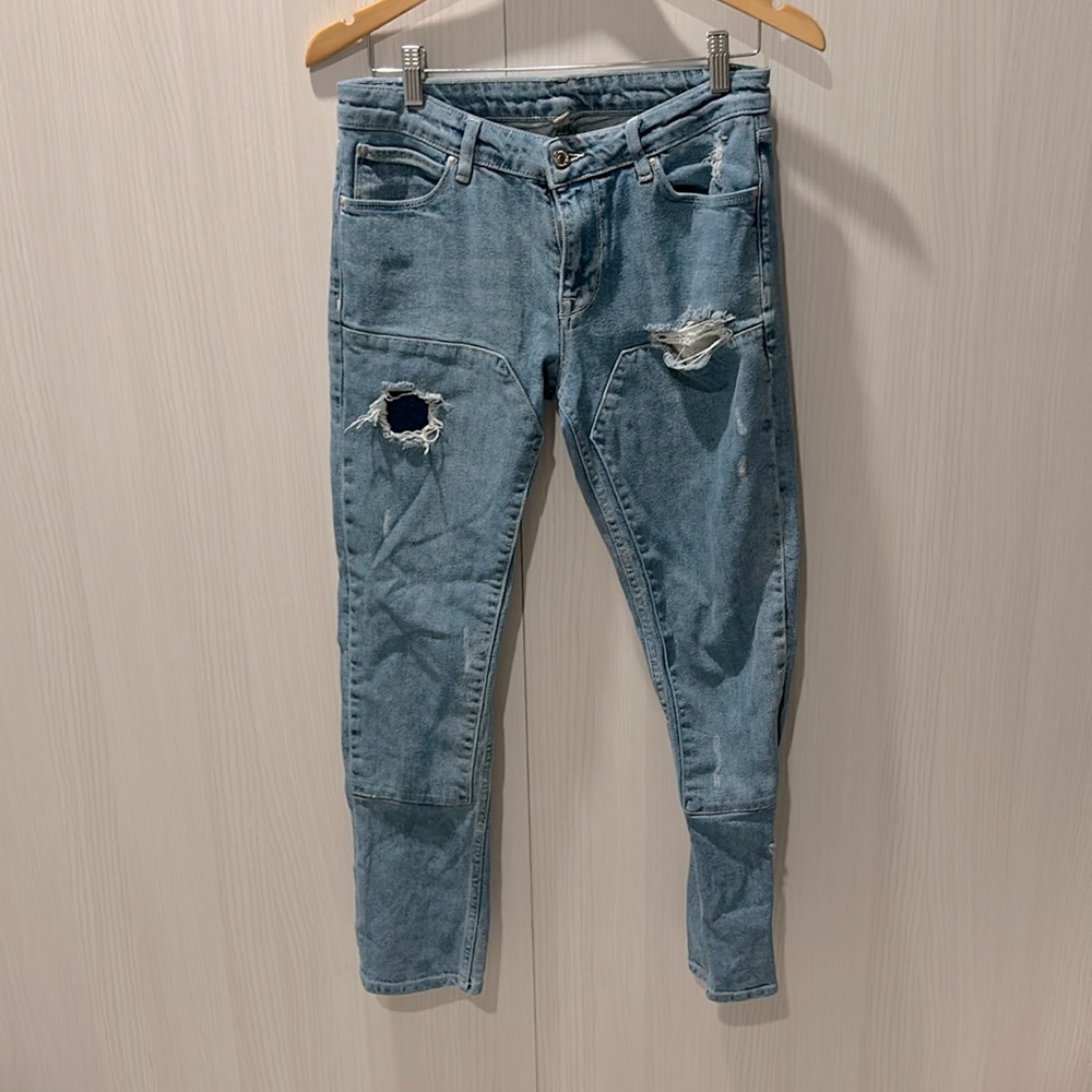 ASOS To fit waist midrise patched pattern straight leg jean size 30 ( 28)
